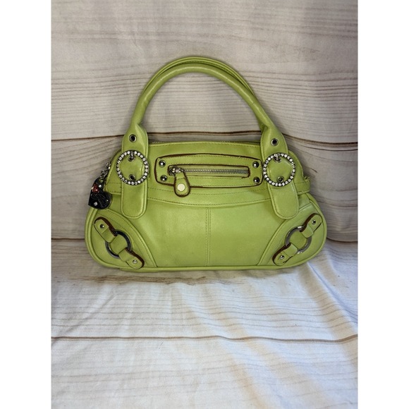 Guess Handbags - Guess Y2K Lime Green Shoulder Hand Bag Rhinestone Charm McBling Purse Baguette